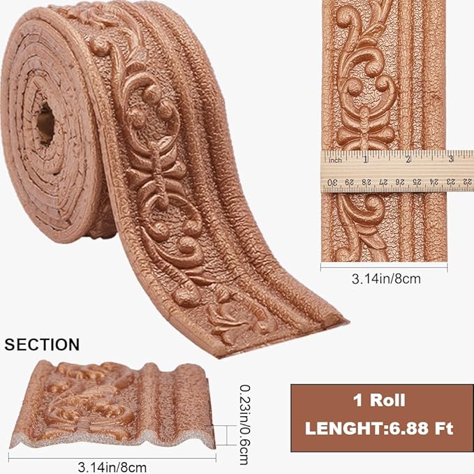 CRASPIRE 82.5 x 3 Inch Brown Crown Molding Peel and Stick Self Adhesive - Image 2