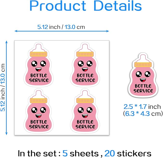 YAZMEEN 20 Pcs Cute Pink Bottle Nurse Stickers 2.5" Bottle Service Nursing Stickers Decals for Water Bottle Laptop Phone Funny Work Accessories for OB RN Labor and Delivery Nurse Doctor Medical Work