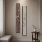 Long Narrow Framed Neutral Abstract Vertical Wall Art Set, 2 Piece Modern by Cuspin