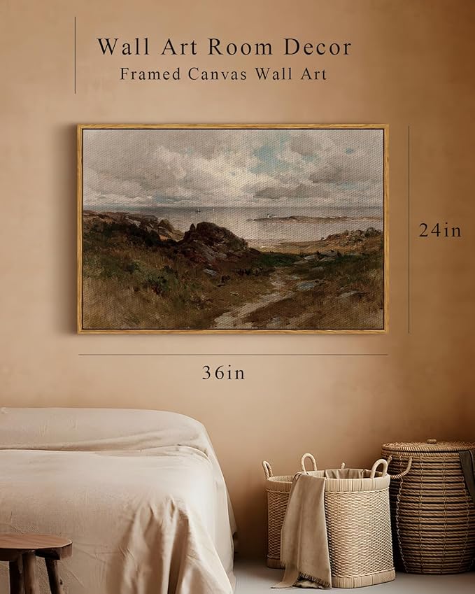 InSimSea Framed Canvas Wall Art Vintage Decor, Seaside Path Wilderness - Image 5