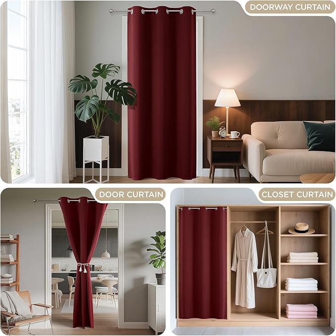 Joydeco Blackout Door Curtain for Doorway Privacy 96 Inches Long, Grommet - Image 4