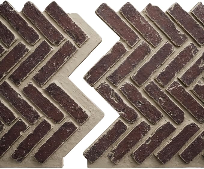 EverStone Herringbone Faux Brick Panel, 46 1/2"W x 25 1/4"H x 1"D, Merlot Color - Image 8