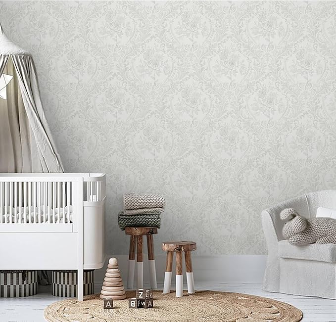 Ismoon Floral Peel and Stick Wallpaper Grey Contact Paper Boho Watercolor - Image 7