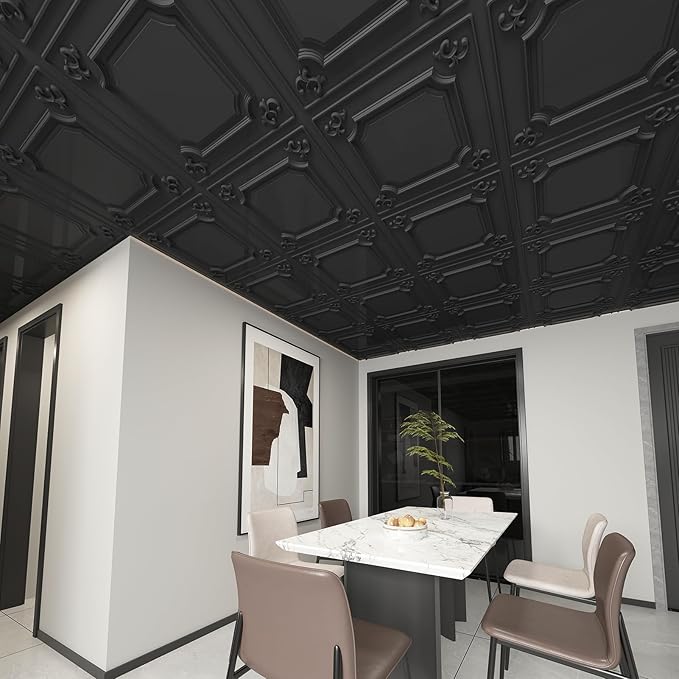 Art3d Drop Ceiling Tiles 24x24 in Black, Wainscoting Panels Glue Up 2x2 - Image 2