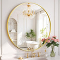 Round Wall Mirror 30 Inch Gold Vanity Mirror by SageNest