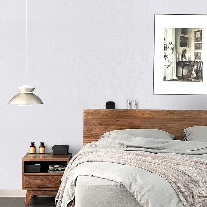 White Wallpaper Grasscloth Peel and Stick Wallpaper 15.7"x 393" Fabric Contact - Image 2