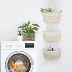 TeoKJ Over the Door Hanging Basket, 3-Tier Woven Cotton Wall-Mounted Storage - Image 7