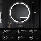 NEWBULIG 36 Inch Round LED Bathroom Wall Mirror - Image 3