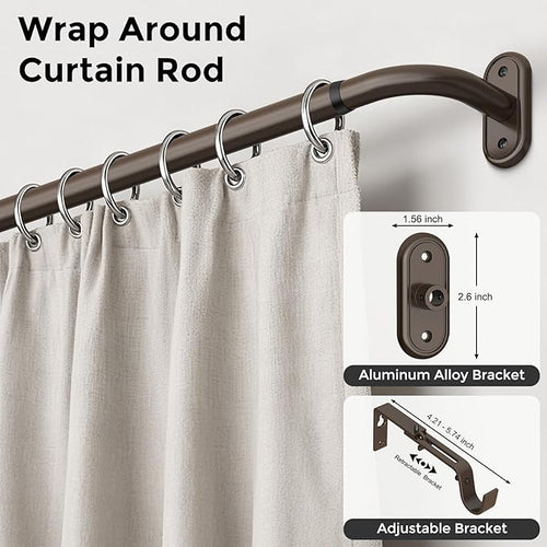 2 Pack Curtain Rods 36-120 Inch, Bronze Wrap Around Blackout Curtain Rods - Image 2