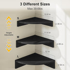 Alsonerbay Black Corner Shelf Wall Mount, Rustic Wood Shelves - Image 3