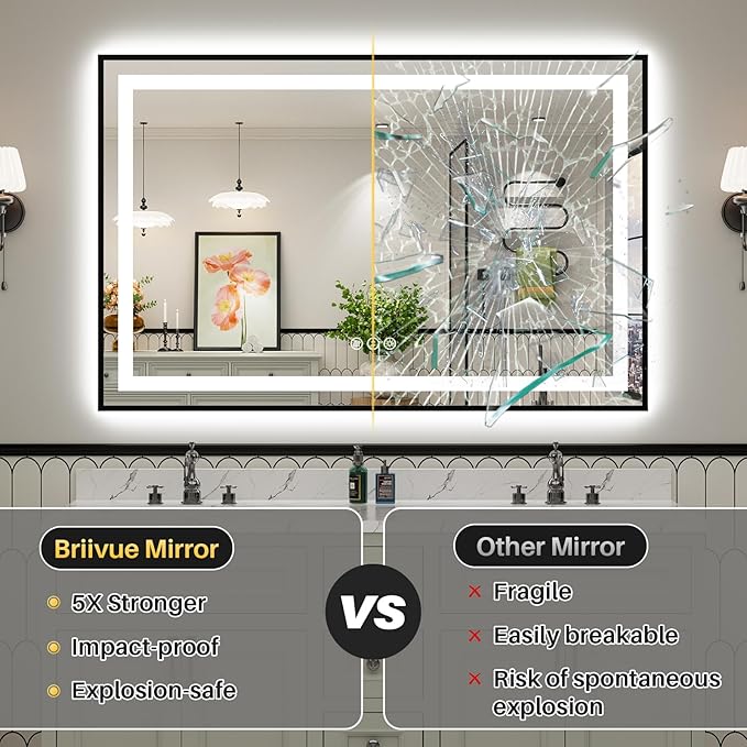 40x30 Inch LED Bathroom Mirror - Image 8
