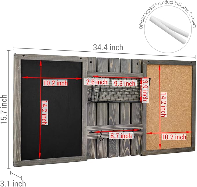 MyGift 3 Panel Wall Mounted Entryway Bulletin Board Combo Set - Image 5