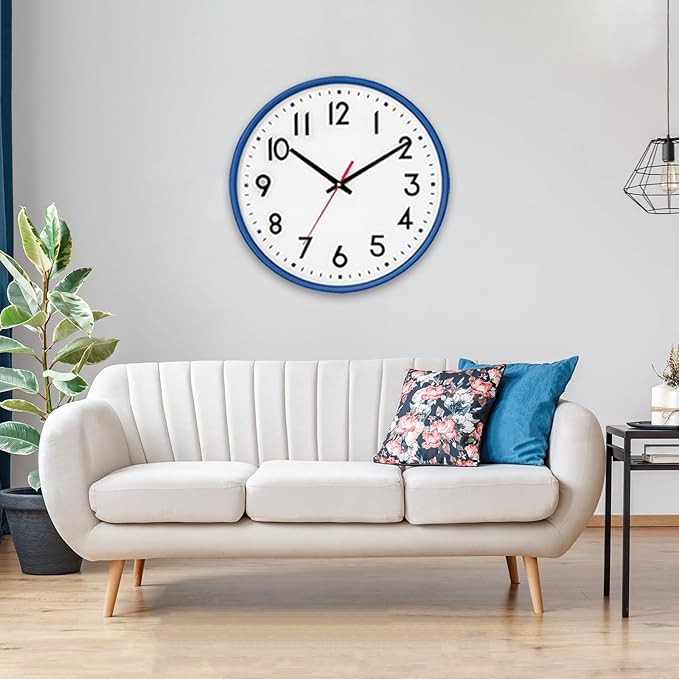 HZDHCLH Wall Clock Blue, Silent Wall Clocks Battery Operated 10 Inch Modern Non - Image 6
