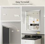 22x30 Inch Brushed Silver Bathroom Mirror - Image 7