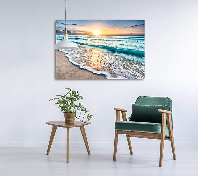 Baisuart S02269 Canvas Prints Wall Art Beach Sunset Paintings Ocean Waves - Image 2