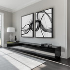 Large Framed Black and White Abstract Wall Art - Image 2