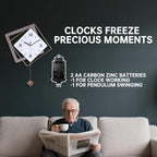 Wall Clock with Pendulum, Silent Quality Quartz Battery Operated, Modern Large - Image 3
