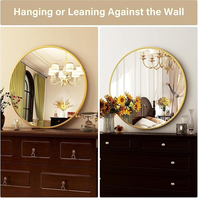 HARRITPURE Round Mirror 19.6 Gold Wall Mounted Circle Mirrors Vanity Mirror - Image 4