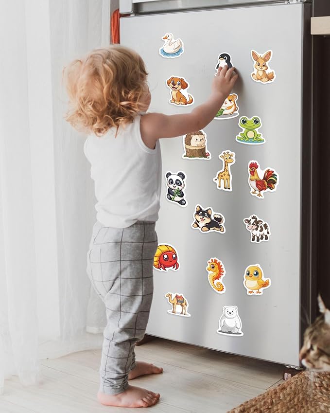 128 PCS Cute Animal Stickers for Kids - Vinyl Waterproof Decals for Laptop, Water Bottle, Phone Case – Fun Sticker Pack for DIY Crafts, Classroom Rewards, and Gift Bags