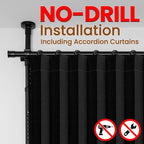100% Blackout Room Divider Curtains Sets Black 2 Panels W100 x L96in No Drill - Image 3