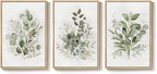 Framed Botanical Wall Art for Living Room, 3 Piece Neutral Sage Green - Image 9