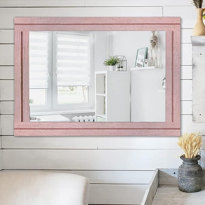 AAZZKANG Rectangle Mirror with Wood Framed Modern Farmhouse Hanging Wall - Image 5