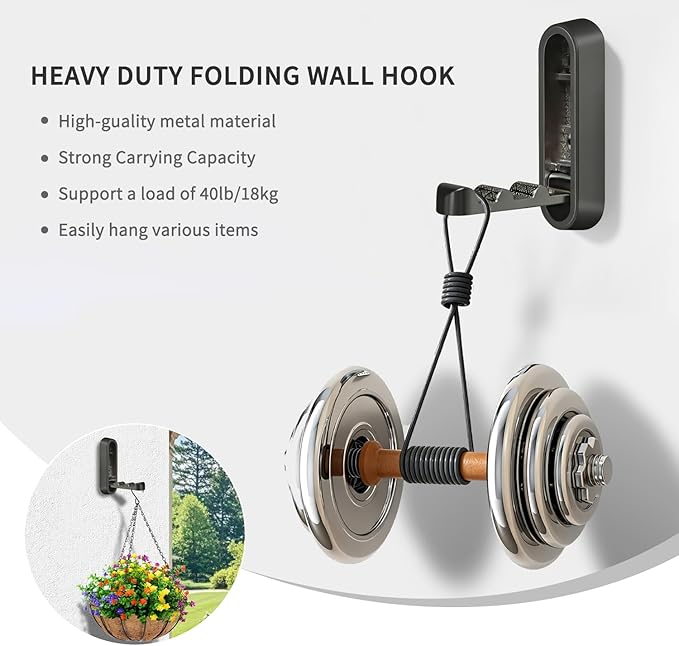 4PCS Foldable Wall Hooks, Flip Down Design - Image 4
