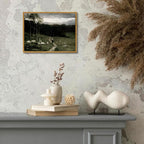 OIQArtOIQ Framed Vintage Landscape Wall Art Shepherd Natural Scenery Oil - Image 4