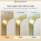Keonjinn Gold Bathroom Mirrors for Over Sink 24 x 36 Inch Brushed Brass Metal - Image 4