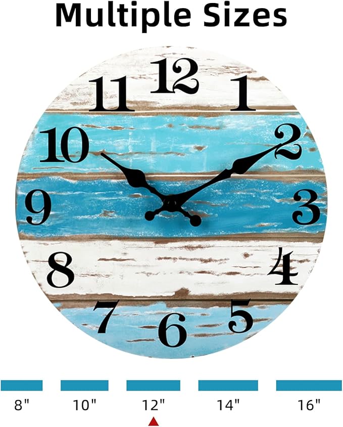 CHYLIN Wall Clock Beach Decor 12 Inch Coastal Nautical Ocean Clocks - Image 5