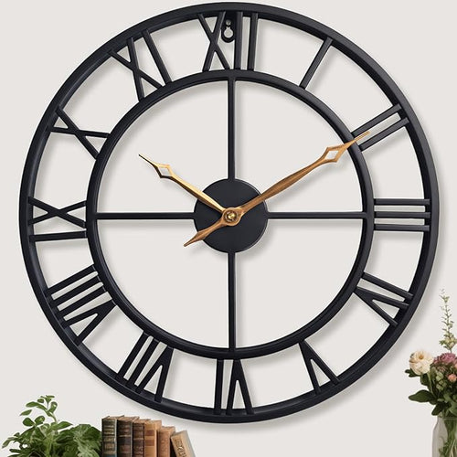 18.5 Inch Modern Decorative Metal Wall Clock by Unknown