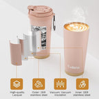 16oz Tumbler with 3 in 1 Lid - Travel Coffee Tumbler - 100% Leakproof and Spill Proof for Hot and Cold Drink - Coffee Mug for Travel, Office, School...(Pink)