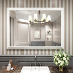 Amorho Bathroom Mirror, 48x35 Inch White Thick Metal Framed Wall Mirrors - Image 8