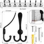 Kuhome 32.2'' Large Coat Rack Wall Mount Coat Hooks - Image 2