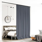 Room Divider Curtains for Ceiling Track Rod, 10 ft Wide x 9 ft Tall, Dark Grey - Image 2