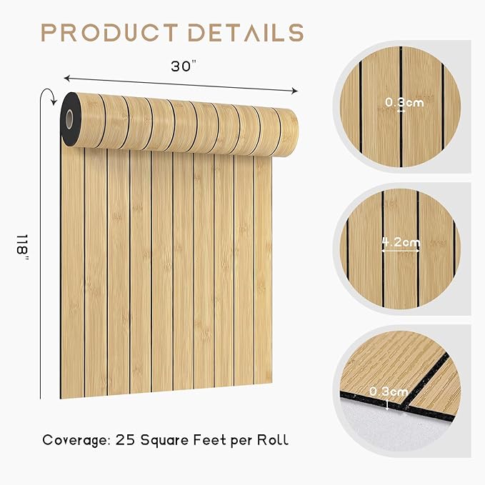 VEELIKE Natural Bamboo Slat Wall Panels Peel and Stick Wood Panels - Image 9
