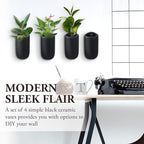 MyGift 7.5 Inch Wall Mounted Modern Matte Black Ceramic Cylindrical Plant - Image 3