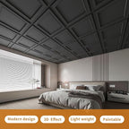 WOWSTAR 12-Pack 24"x24" Drop Ceiling Tiles, Waterproof Glue up Ceiling Panels - Image 2