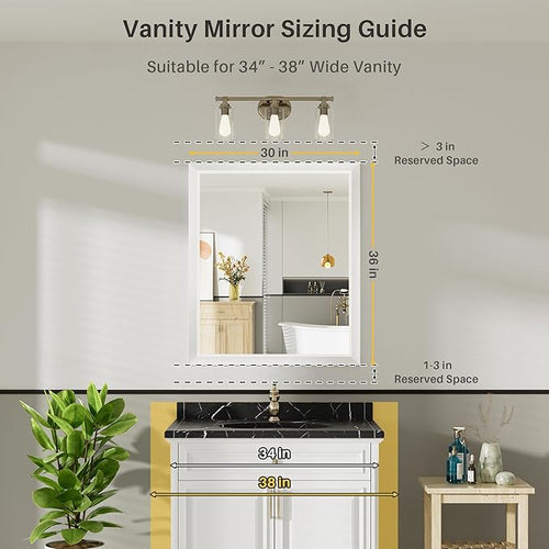 36x30 Inch White Bathroom Mirror - Image 2