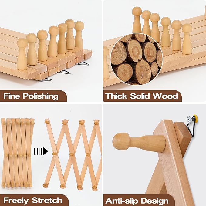 SCUNDA Wall Rack with 20 Hooks, Wooden Wall Expandable Coat Rack - Image 2