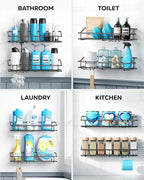 Nieifi Shower Caddy Shelf with Hooks Storage Rack Organizer Adhesive Stainless - Image 9