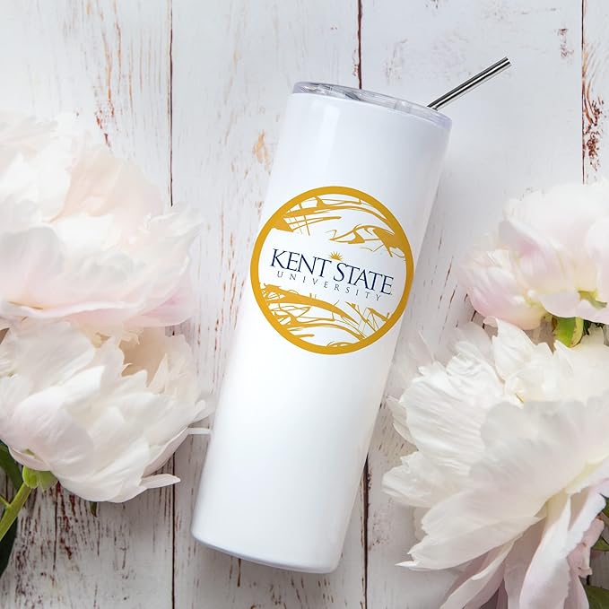 Kent State University Skinny Tumbler, Water Tumbler, Stainless Steel Tumbler, Tumbler Cup, Tumbler with Straw and Lid, Double Wall, Stainless Tumbler (Kent State University #17)