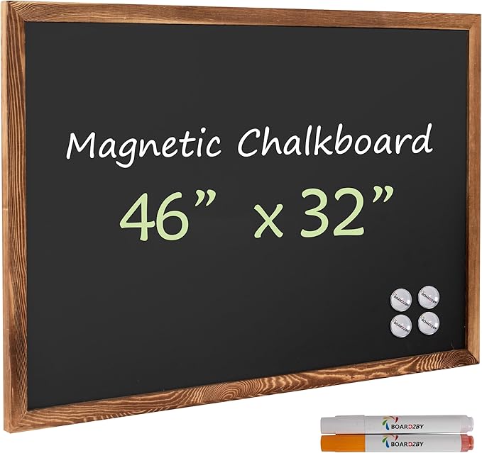 Magnetic Chalkboard Black Board 46 x 32, Extra Large Chalk Board Blackboard by Justdowhatyouwanttodo
