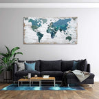 Teal Decor World Map Canvas Wall Art Pictures - Image 4