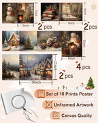 KBKBART Christmas Wall Art Prints Set of 10, Winter Christmas Picture Wall - Image 2
