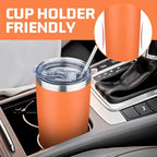 20 oz Tumbler with Lids and Straws, Stainless Steel Insulated Travel Coffee Mug, Double Wall Vacuum Insulated Tumblers, Powder Coated Coffee Tumbler for Cold & Hot Drinks (Orange)