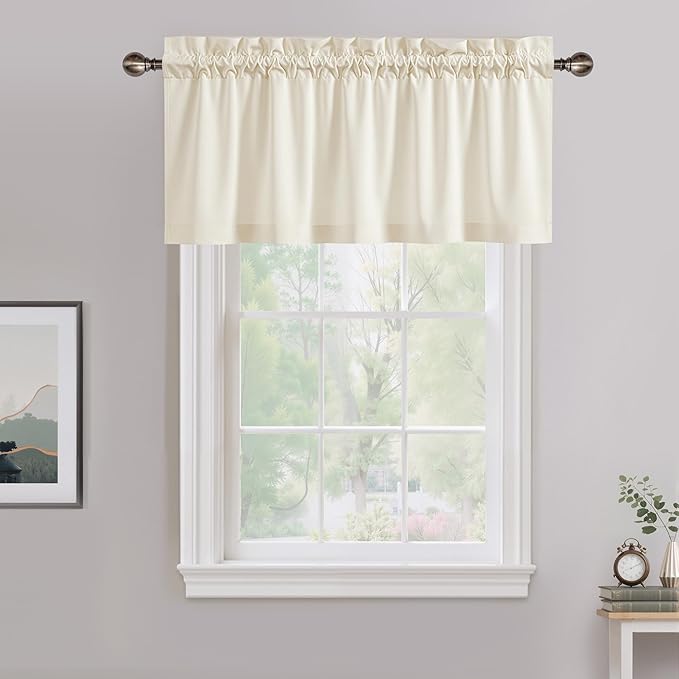NICETOWN Ivory White Velvet Valance Curtain - Image 2