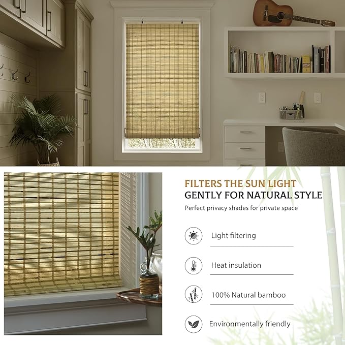 LazBlinds Cordless Bamboo Blinds, Roll Up Shades - Image 4