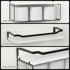 WOPITUES Floating Shelves with Wire Storage Basket, Bathroom Shelves Over - Image 4