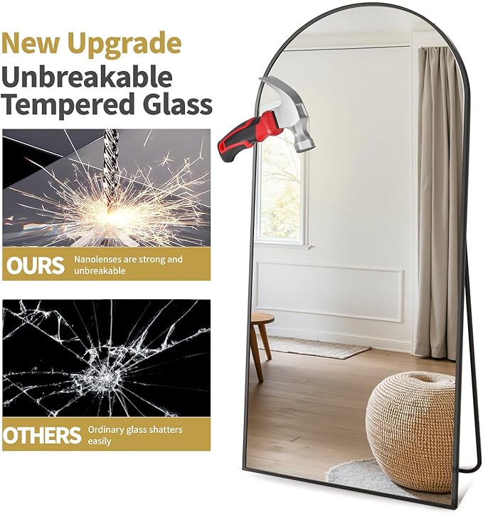 Dewfig Arched Full Length Mirror, Full Body Mirrors - Image 9